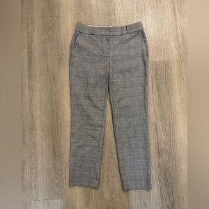 LOFT Black and Gray Plaid Pants with Red Thread Detail